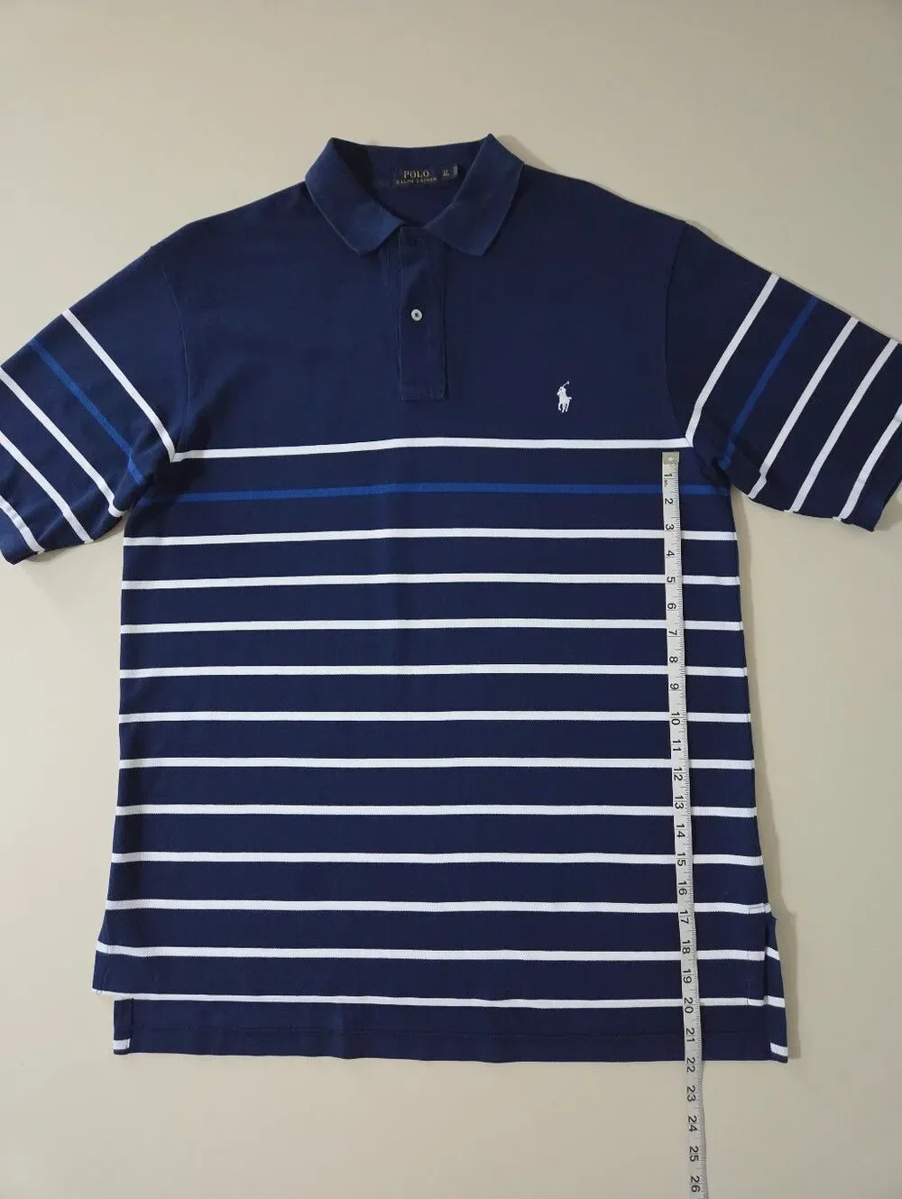 Polo Ralph Lauren Men's Navy Short Sleeve Stripe Polo Shirt